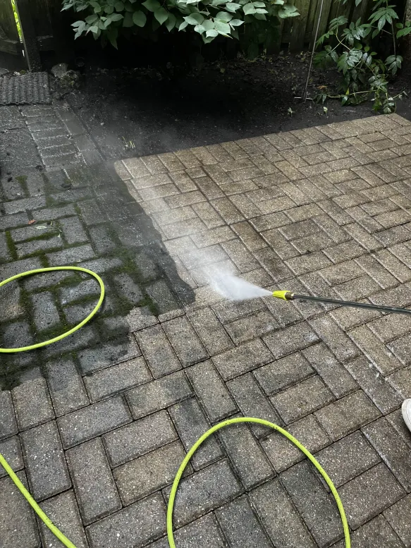 Pressure washing bricks